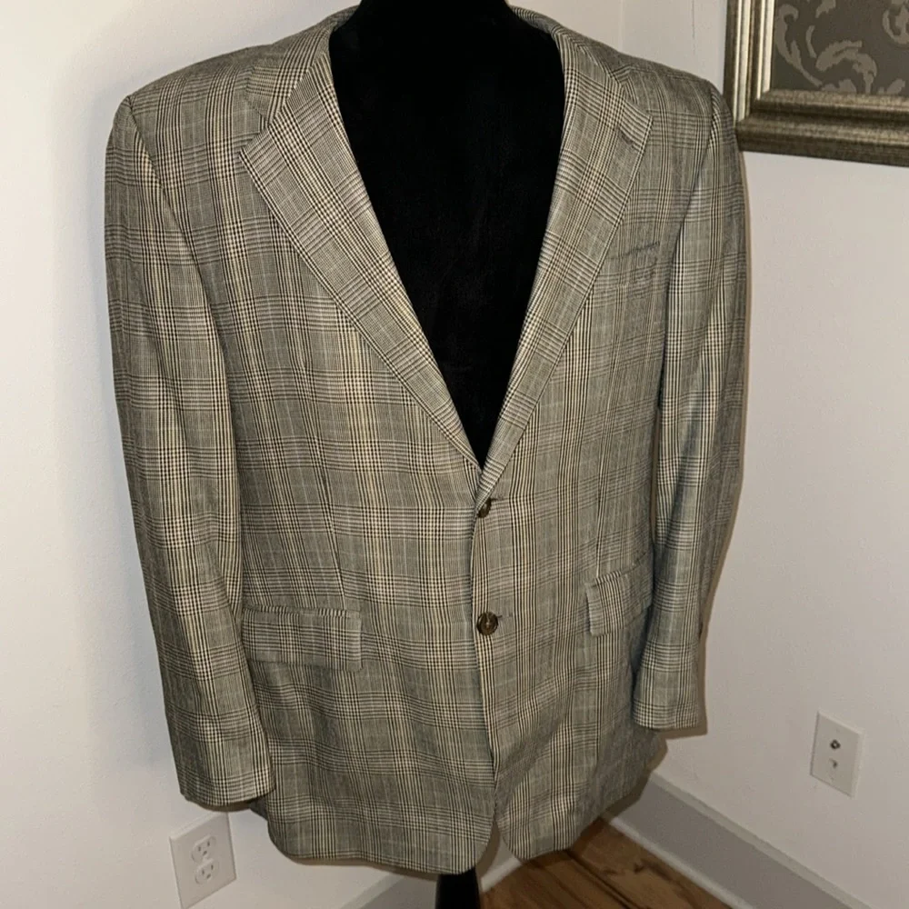 LAUREN Ralph Lauren plaid tan brown sport’s coat single‎ breasted blazer Sz 40R